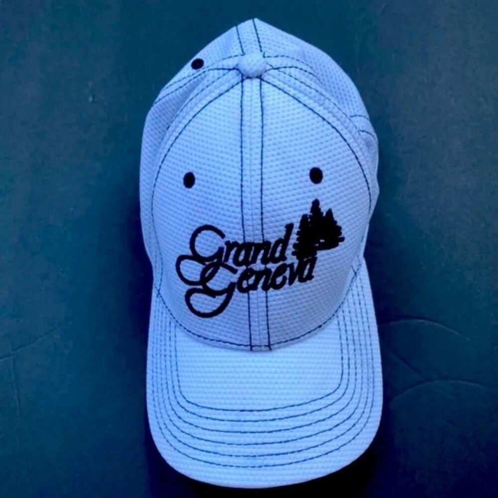 American Dry Goods Grand Geneva White Baseball Cap Hat Stretch Fit